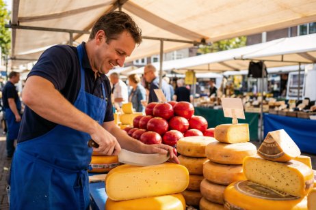 Cheese cutting man