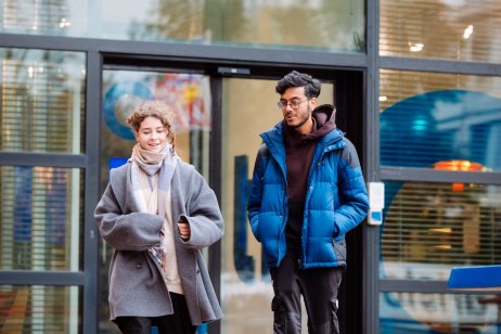 Two people walking
