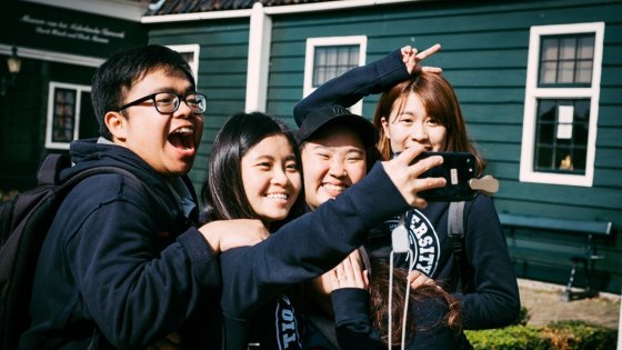 Exchange students at the Zaanse Schans - Yun Zheng Lim to the left