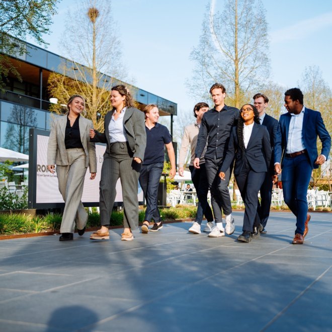 Students in suit walking