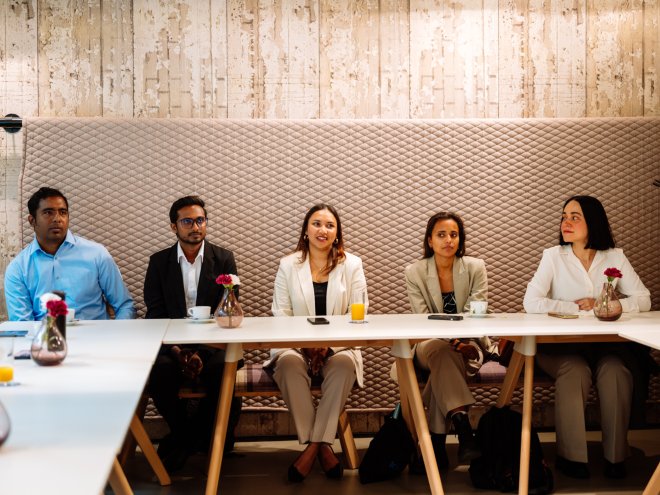 Students sitting on a table